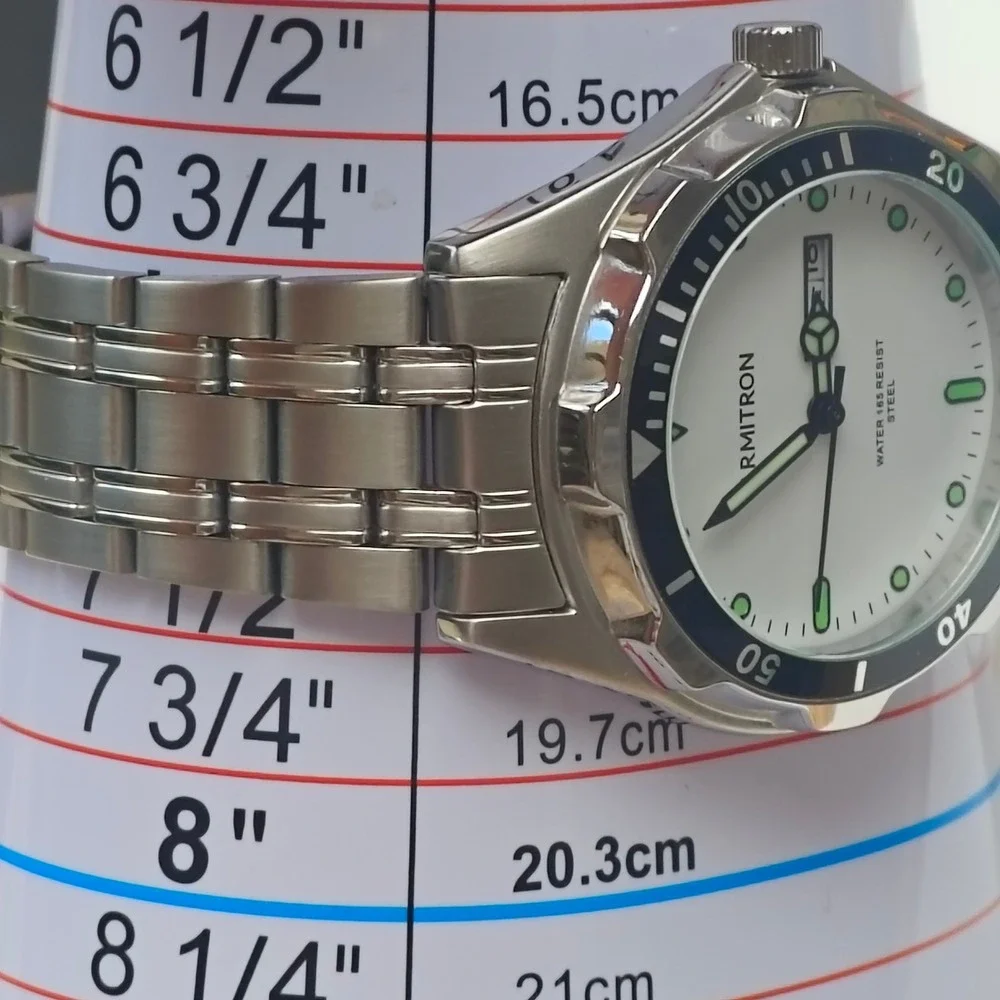 Men's Armitron Silver Tone Stainless Steel Scuba Diver Watch Date White Dial New